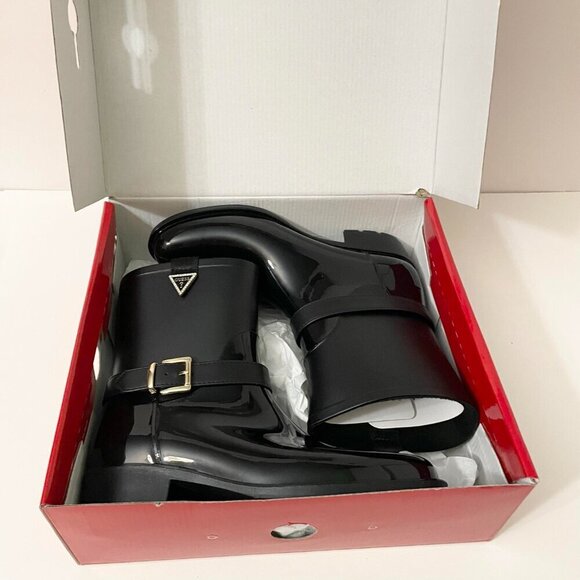 Guess Boots Womens Size 8 Black Booties Slip On Rubber Rain Boot GF Kirklin - Picture 13 of 16